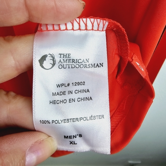 The American Outdoorsman Orange Long Sleeve Fishing Shirt UPF 50 Protection NWT - Picture 10 of 11